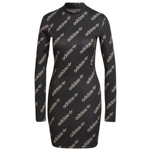 Women's adidas Originals Long Sleeve Dress 'Black Tan' HM4892 NWT